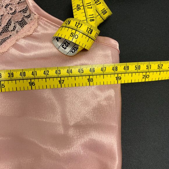 Inner Most Pink Satin Lace Short Gown Trad Wife Classy Size Medium - Picture 12 of 13